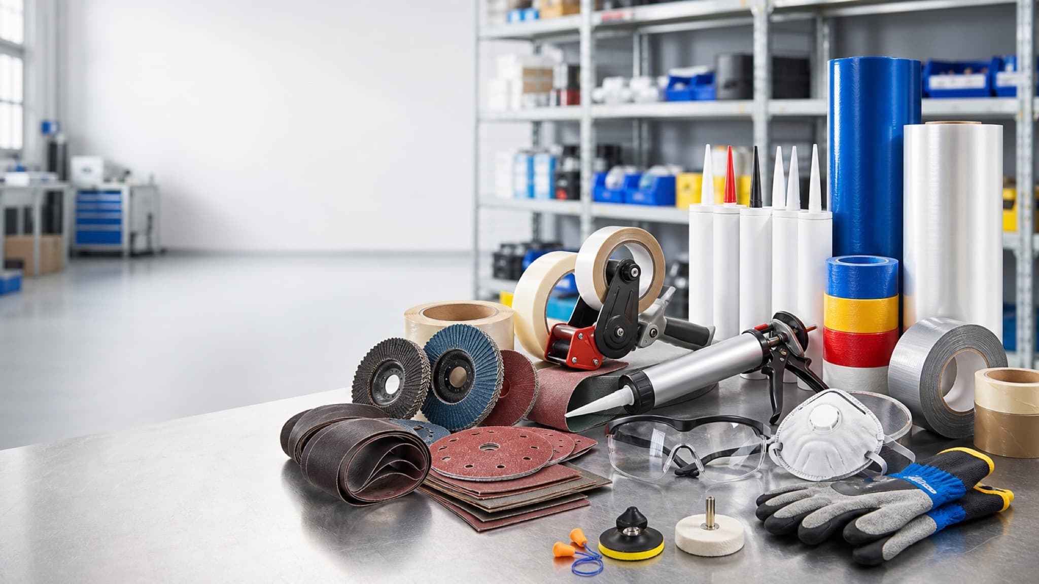 Abrasives, adhesives, and safety supplies